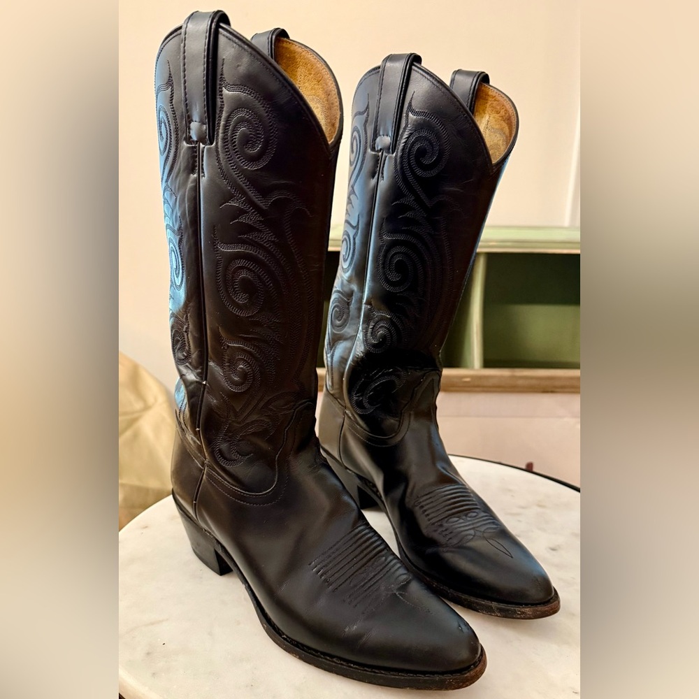 Tony Lama Black Western Leather Boots